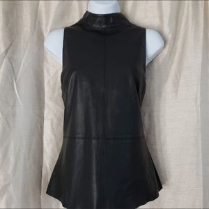 NWT DKNY genuine leather black top